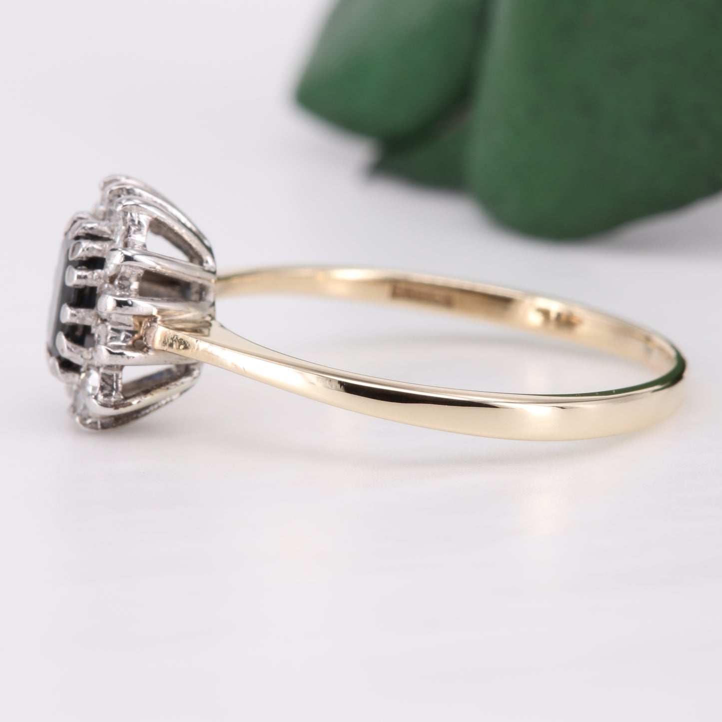 Sapphire and Diamond Halo 9ct Gold Ring 1982