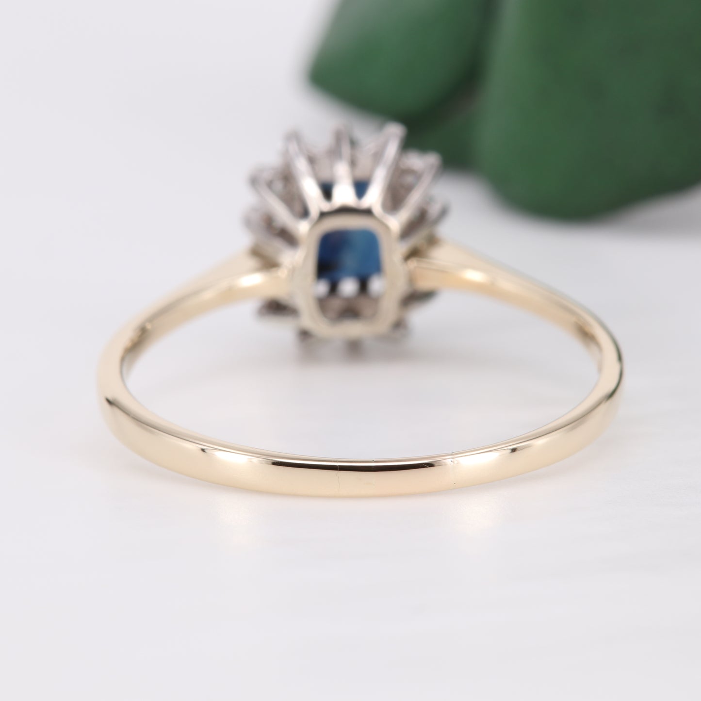 Sapphire and Diamond Halo 9ct Gold Ring 1982