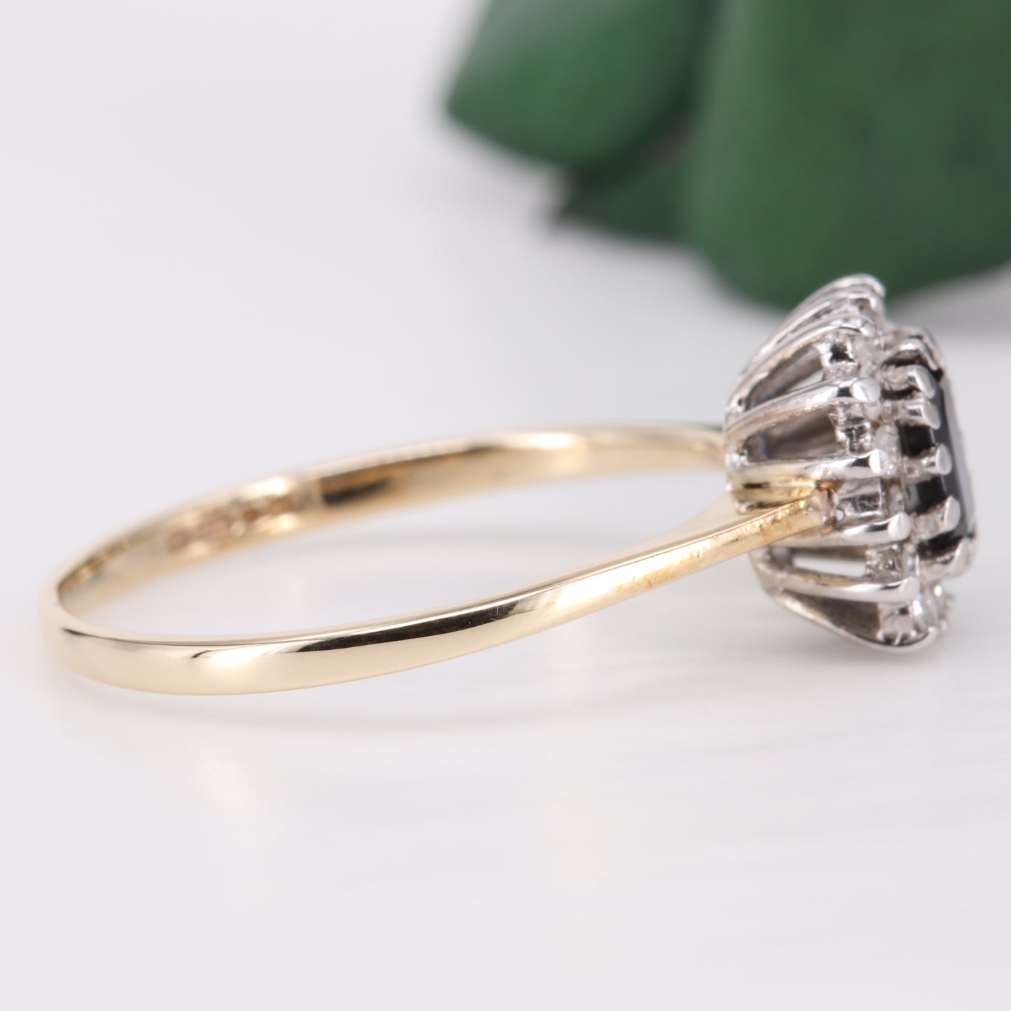 Sapphire and Diamond Halo 9ct Gold Ring 1982