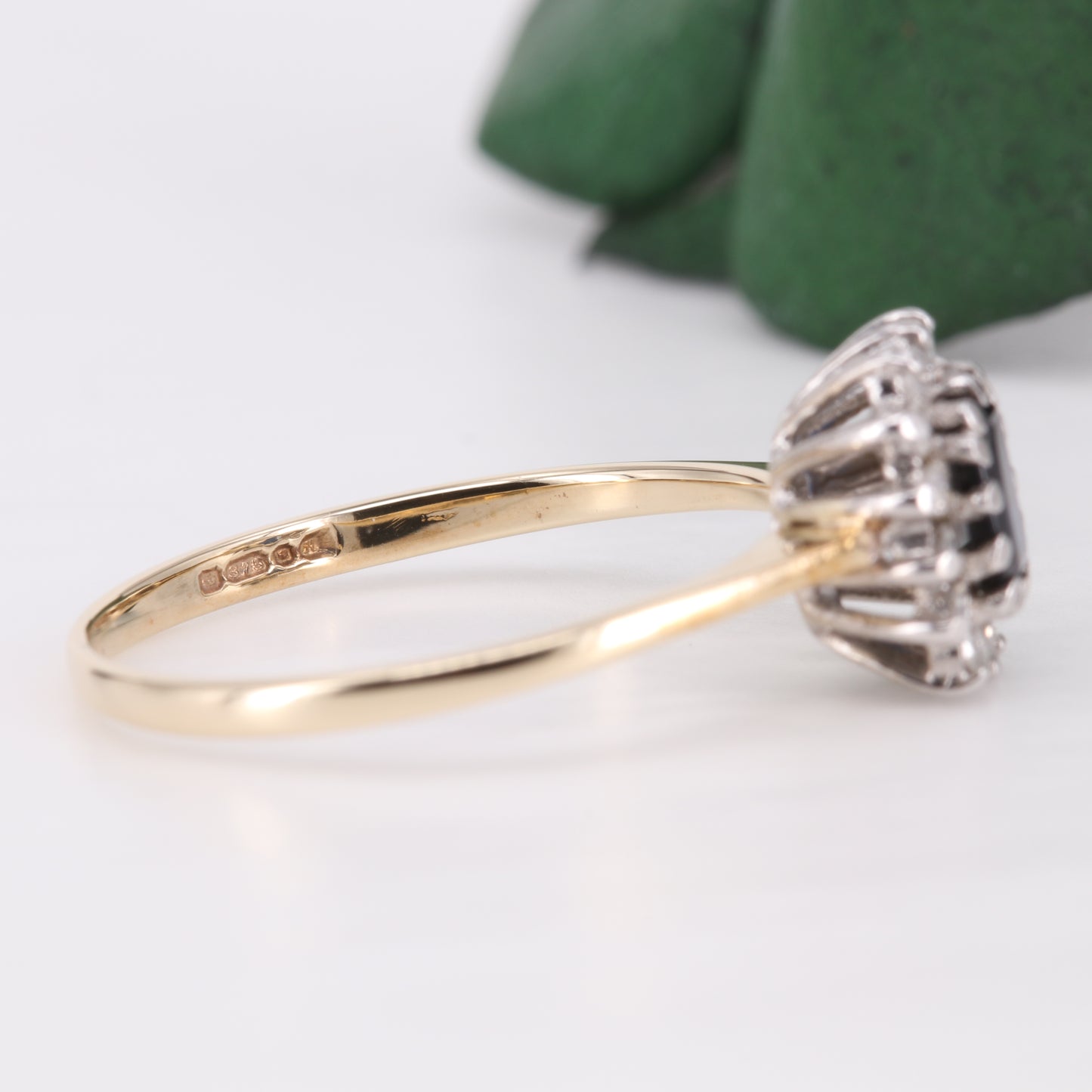Sapphire and Diamond Halo 9ct Gold Ring 1982