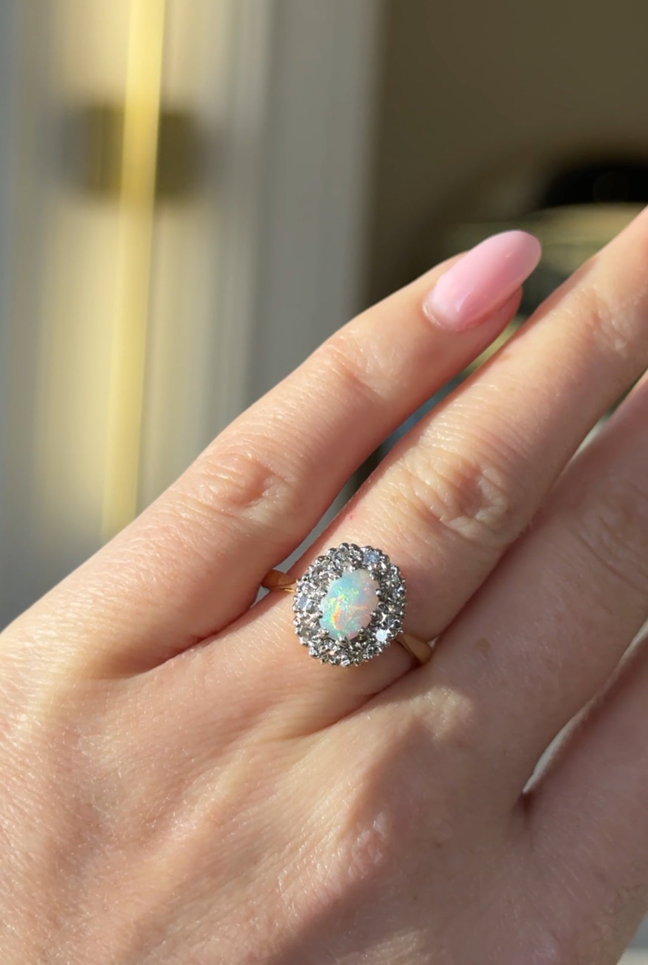 18ct Opal and Diamond Halo Ring