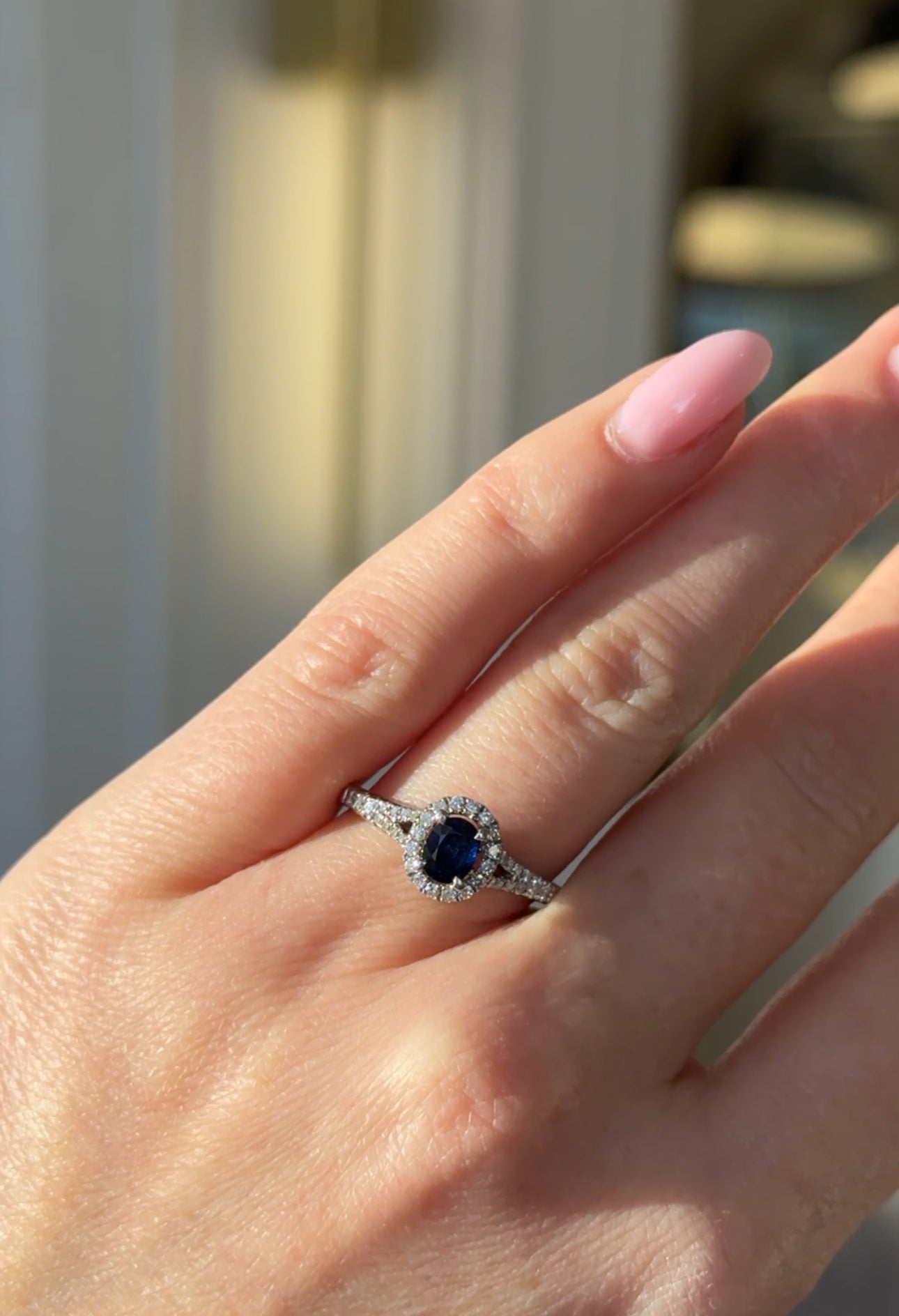 18ct White Gold Sapphire and Diamond Engagement Ring