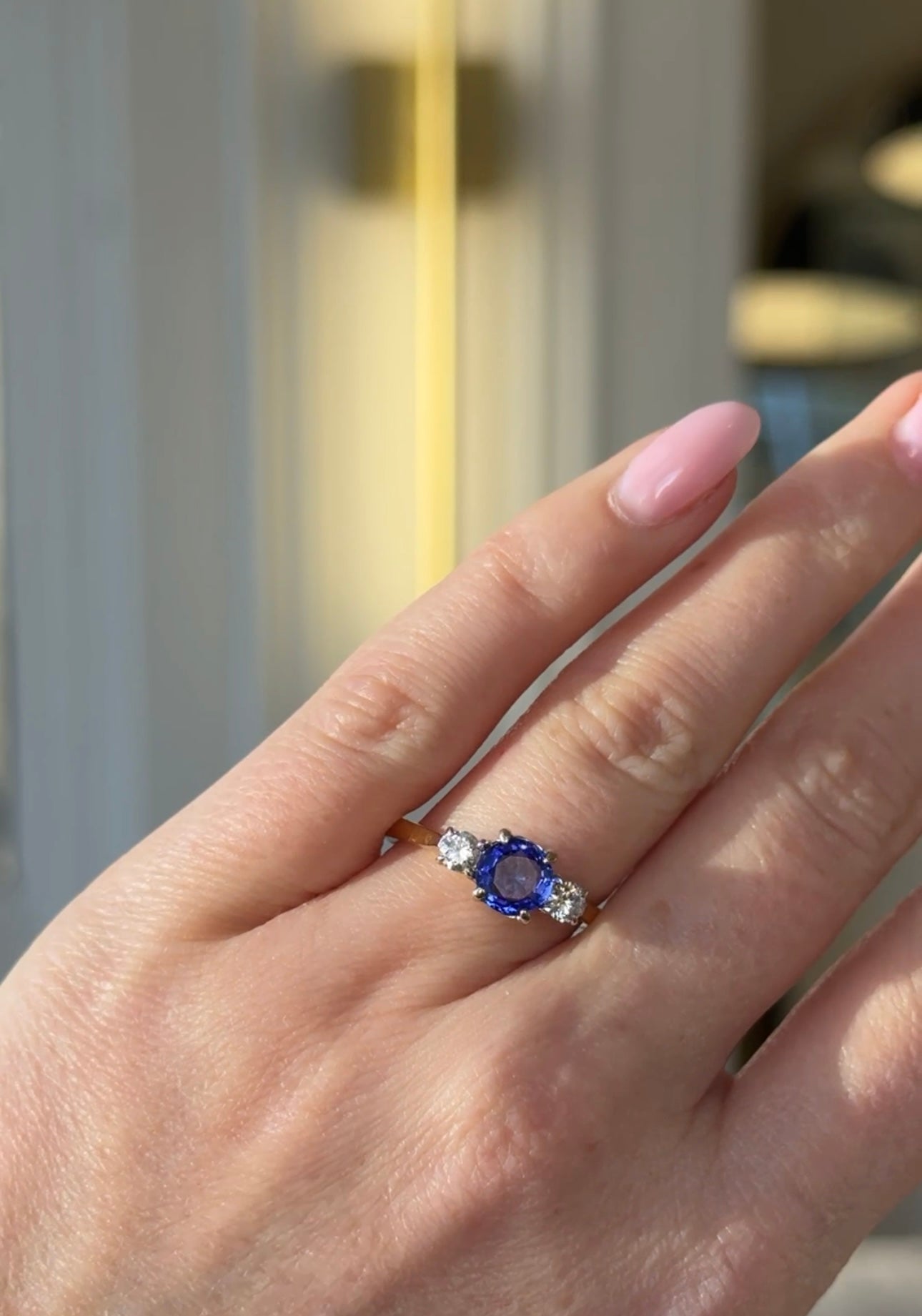 18ct Tanzanite and Diamond Trilogy Ring