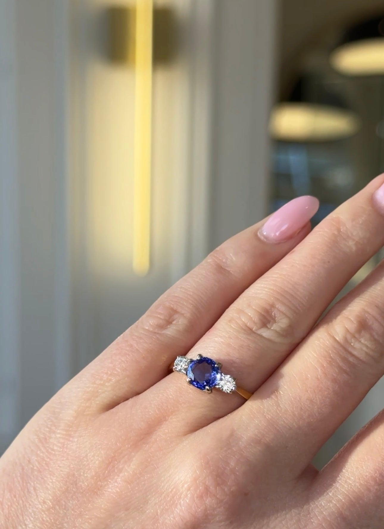 18ct Tanzanite and Diamond Trilogy Ring