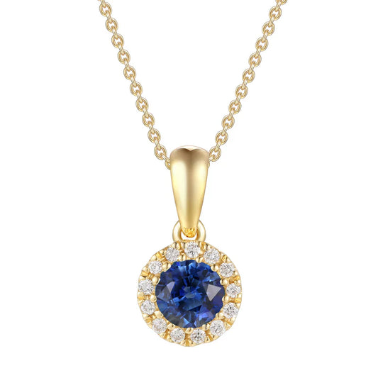 Sapphire and Diamond Halo Pendant