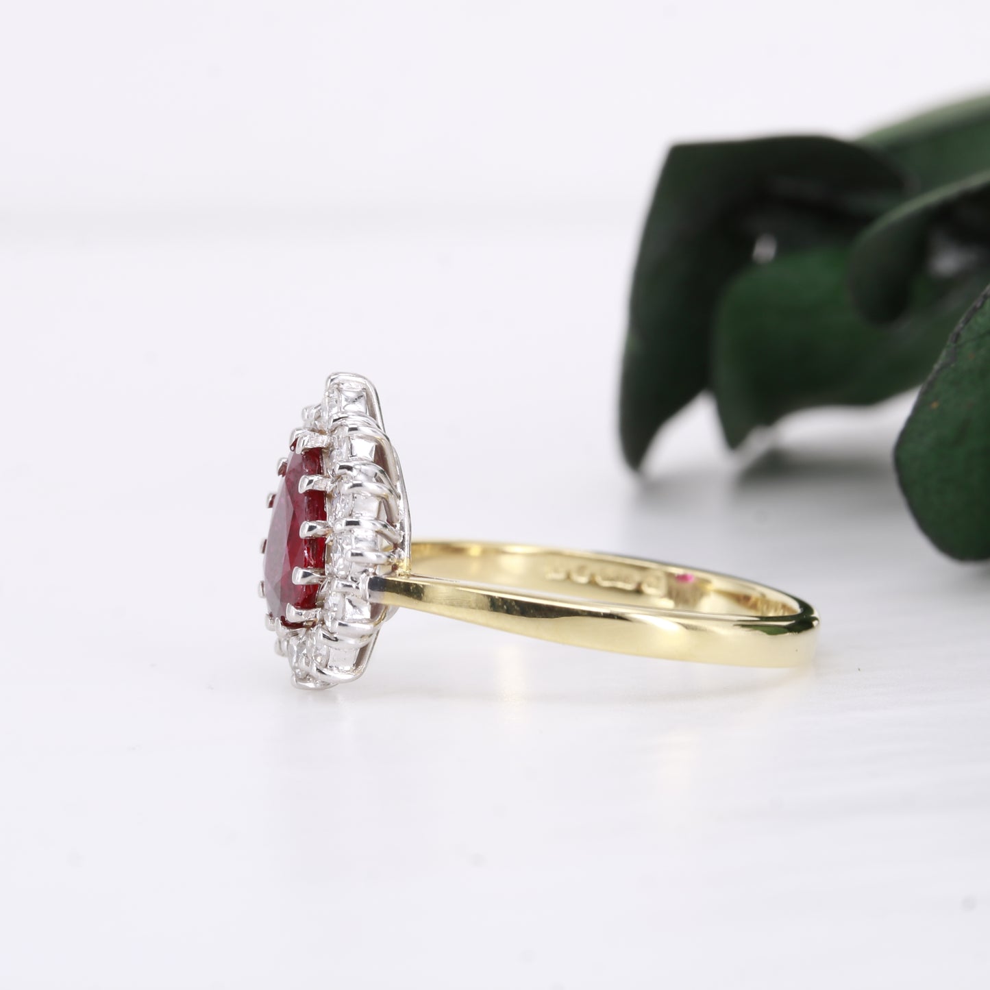 Ruby and Diamond 18ct Gold Pear Cut Ring