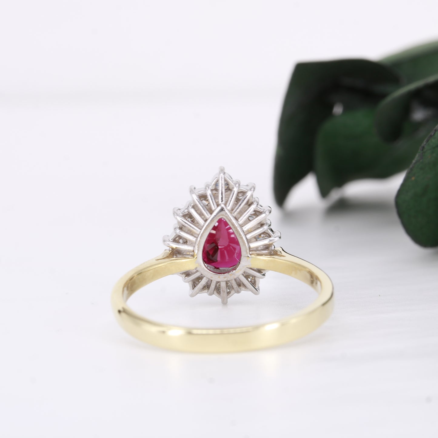 Ruby and Diamond 18ct Gold Pear Cut Ring