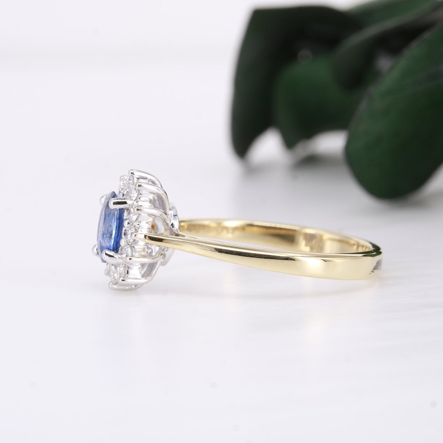 Sapphire and Diamond Halo 18ct Gold Ring