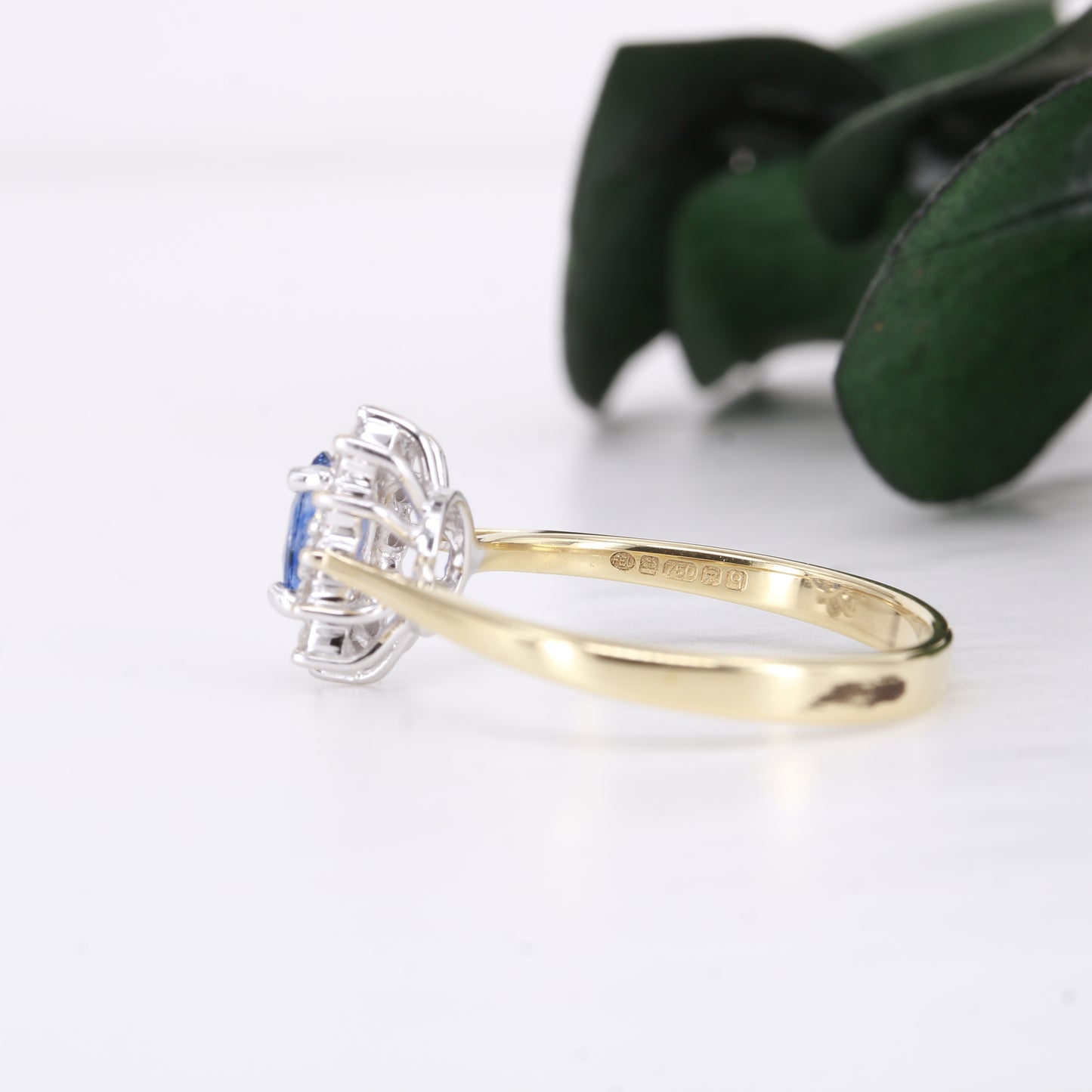 Sapphire and Diamond Halo 18ct Gold Ring