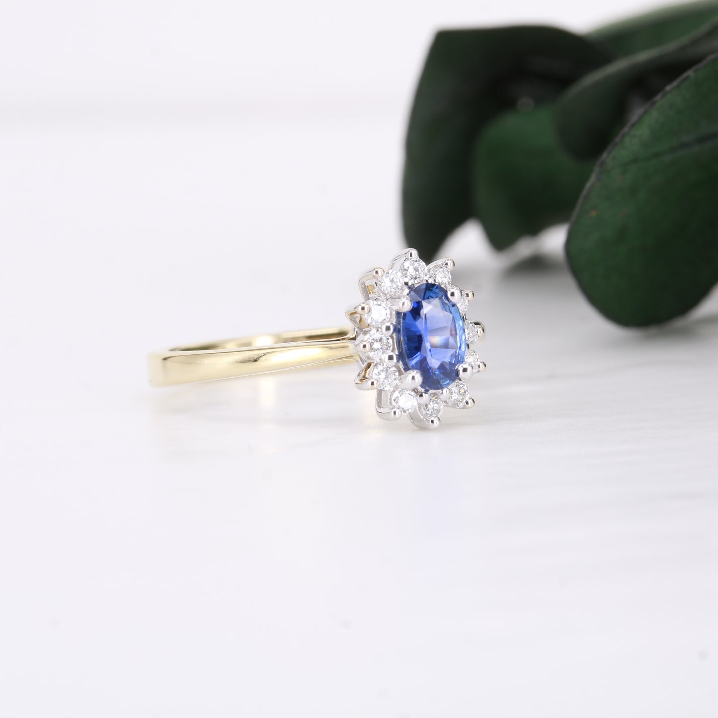Sapphire and Diamond Halo 18ct Gold Ring