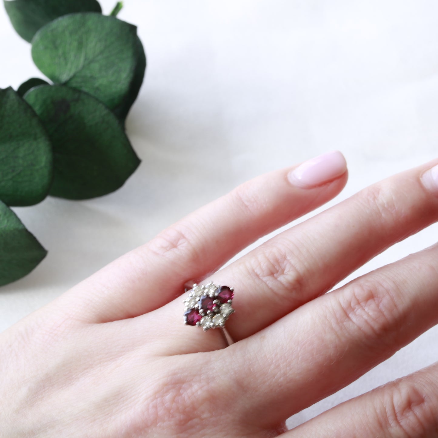 Ruby and Diamond Cluster 18ct Gold Ring 1977