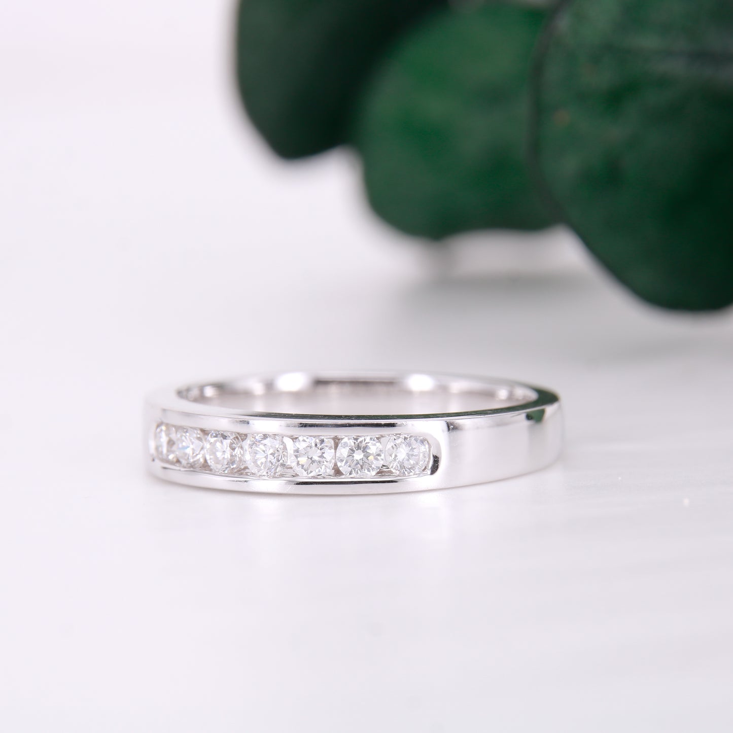 Secondhand Vintage 18ct White Gold Diamond Eternity ring, diamond wedding band channel set.