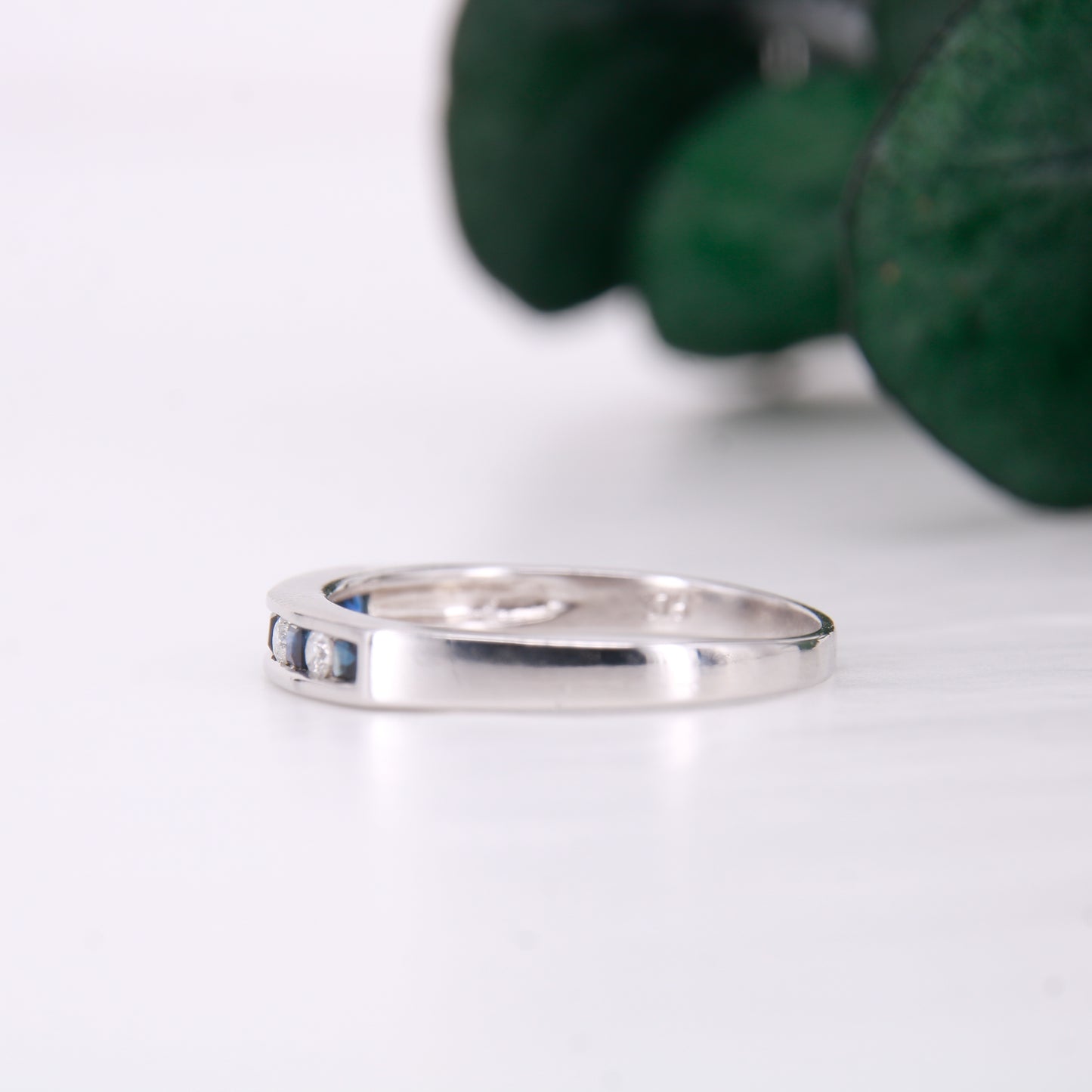 Vintage Secondhand Sapphire and Diamond Eternity Ring 9ct White Gold,9k Sapphire Diamond Wedding Band