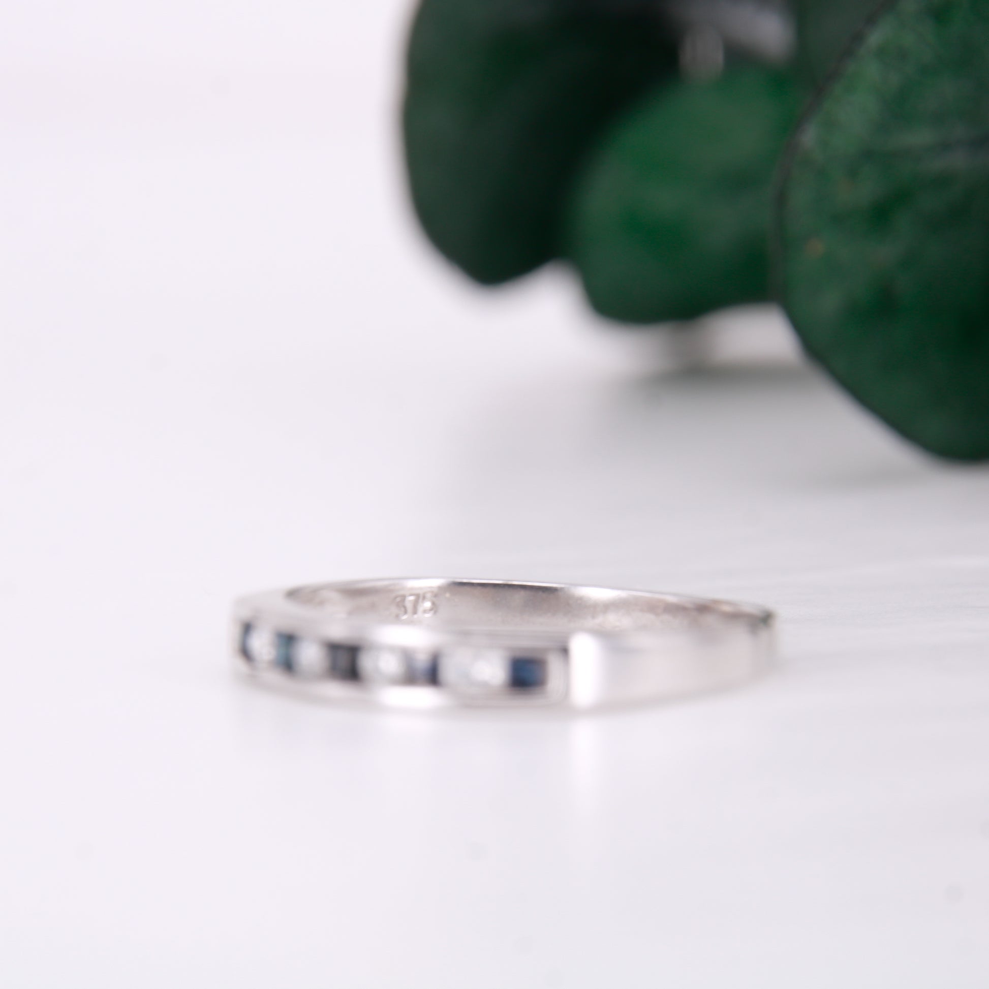 Vintage Secondhand Sapphire and Diamond Eternity Ring 9ct White Gold,9k Sapphire Diamond Wedding Band