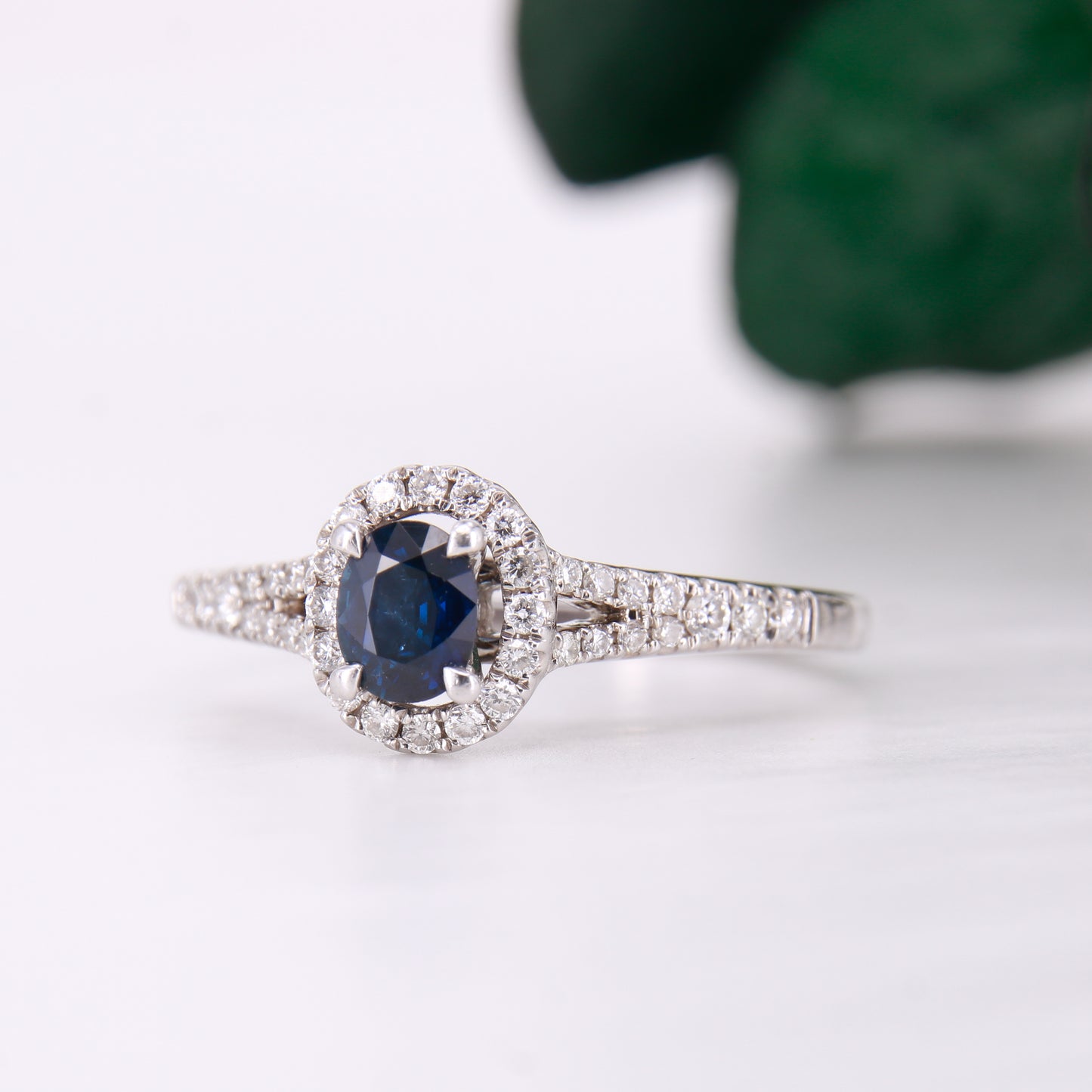 18ct White Gold Preowned Sapphire and Diamond Ring