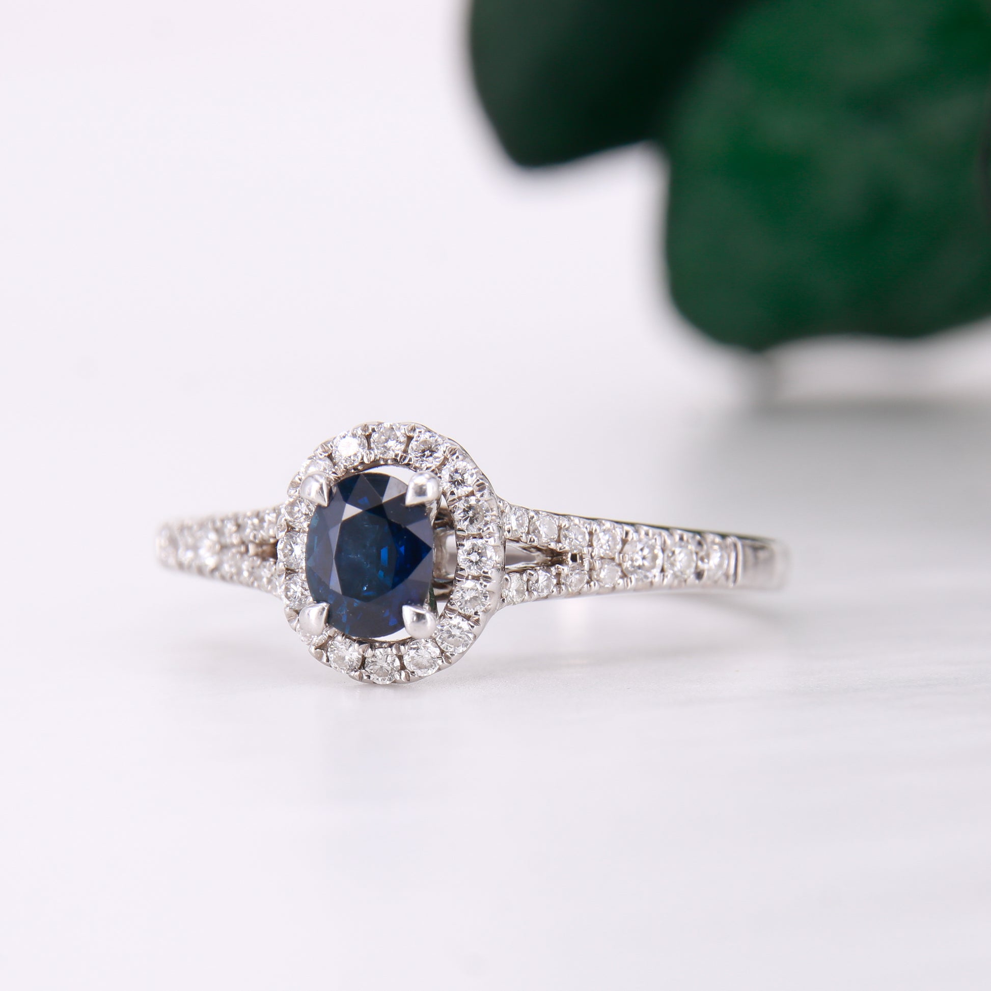 18ct White Gold Preowned Sapphire and Diamond Ring