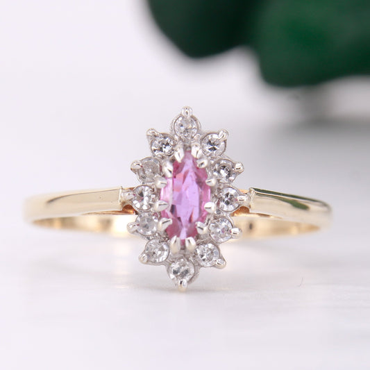 Secondhand Engagement Ring Pink Sapphire and Diamond Ring