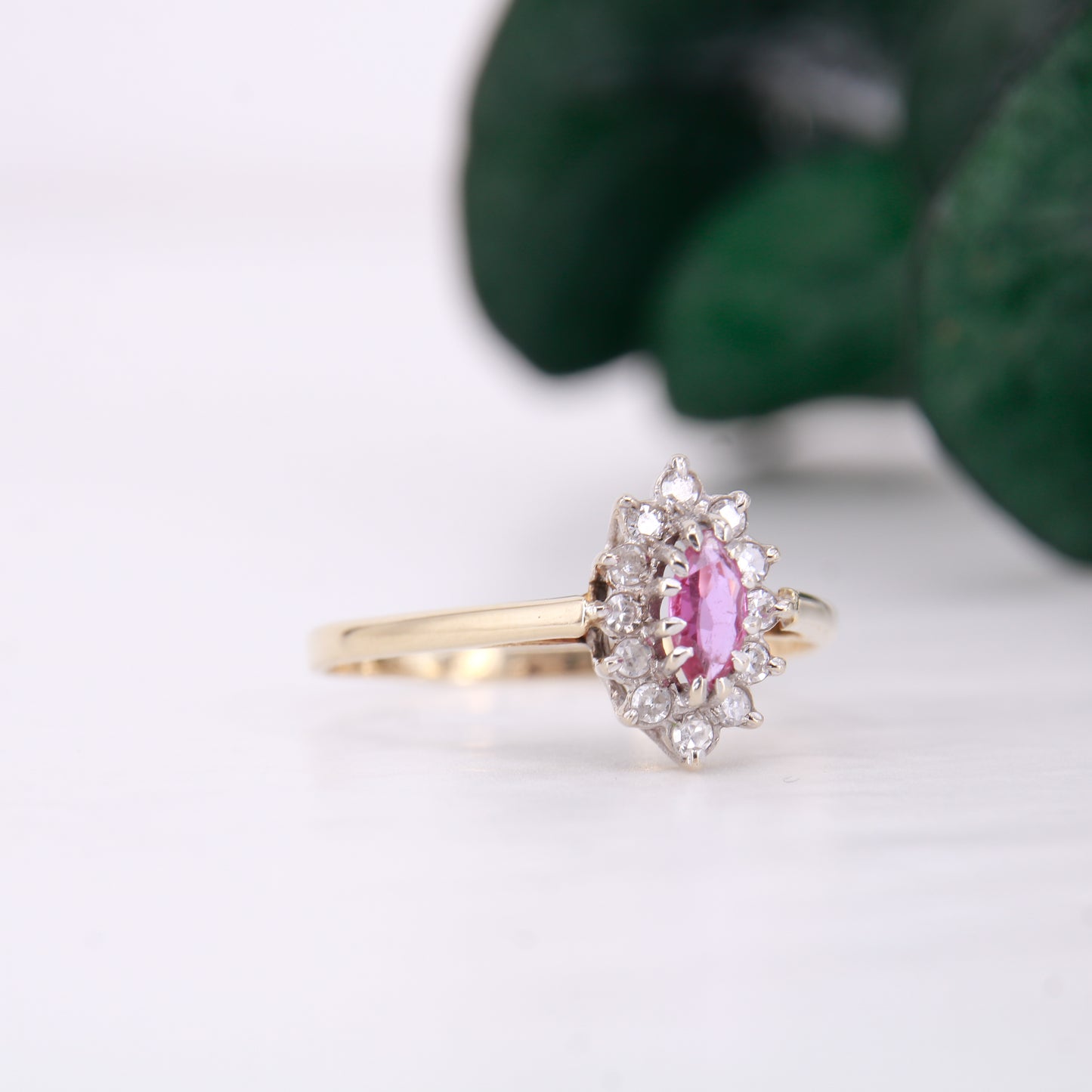Secondhand Engagement Ring Pink Sapphire and Diamond Ring