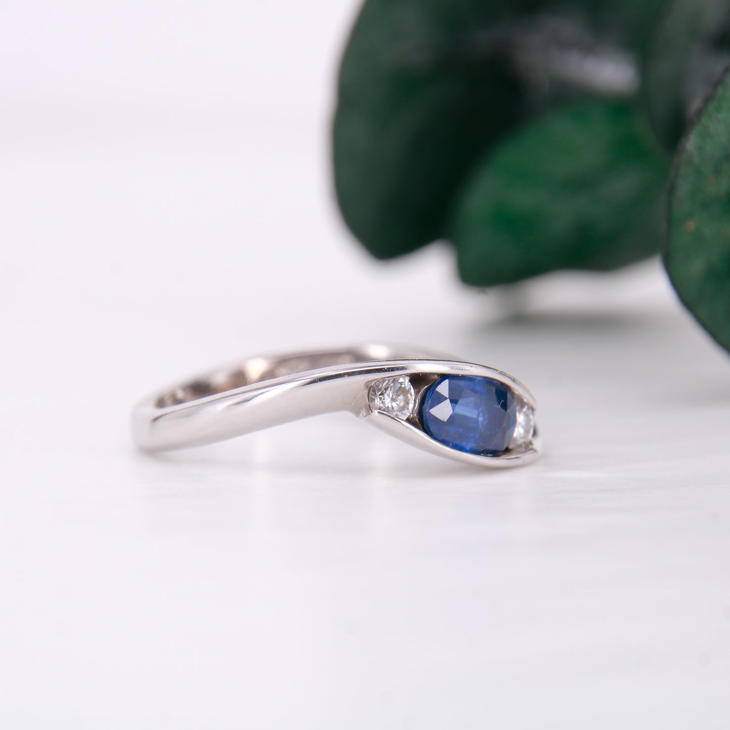 18ct White Gold Sapphire and Diamond Twist Ring