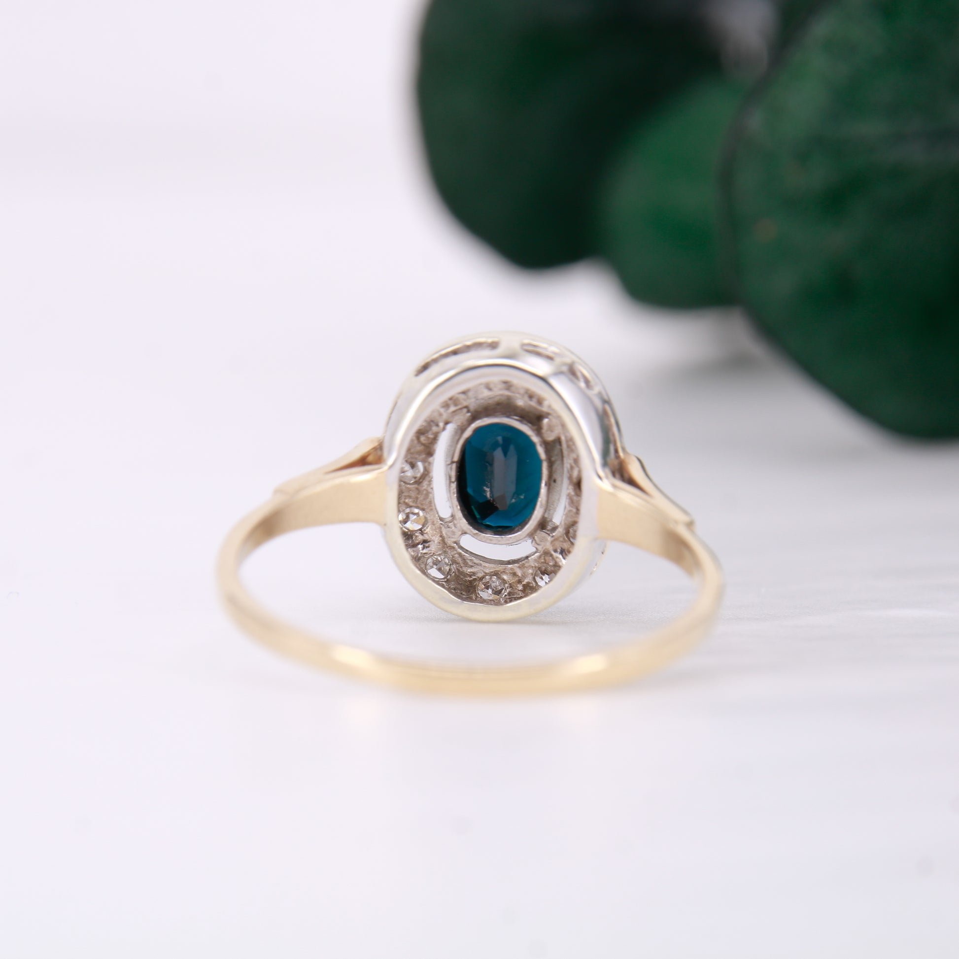Preowned 9ct Gold Sapphire and Diamond Oval Cut Engagement Ring