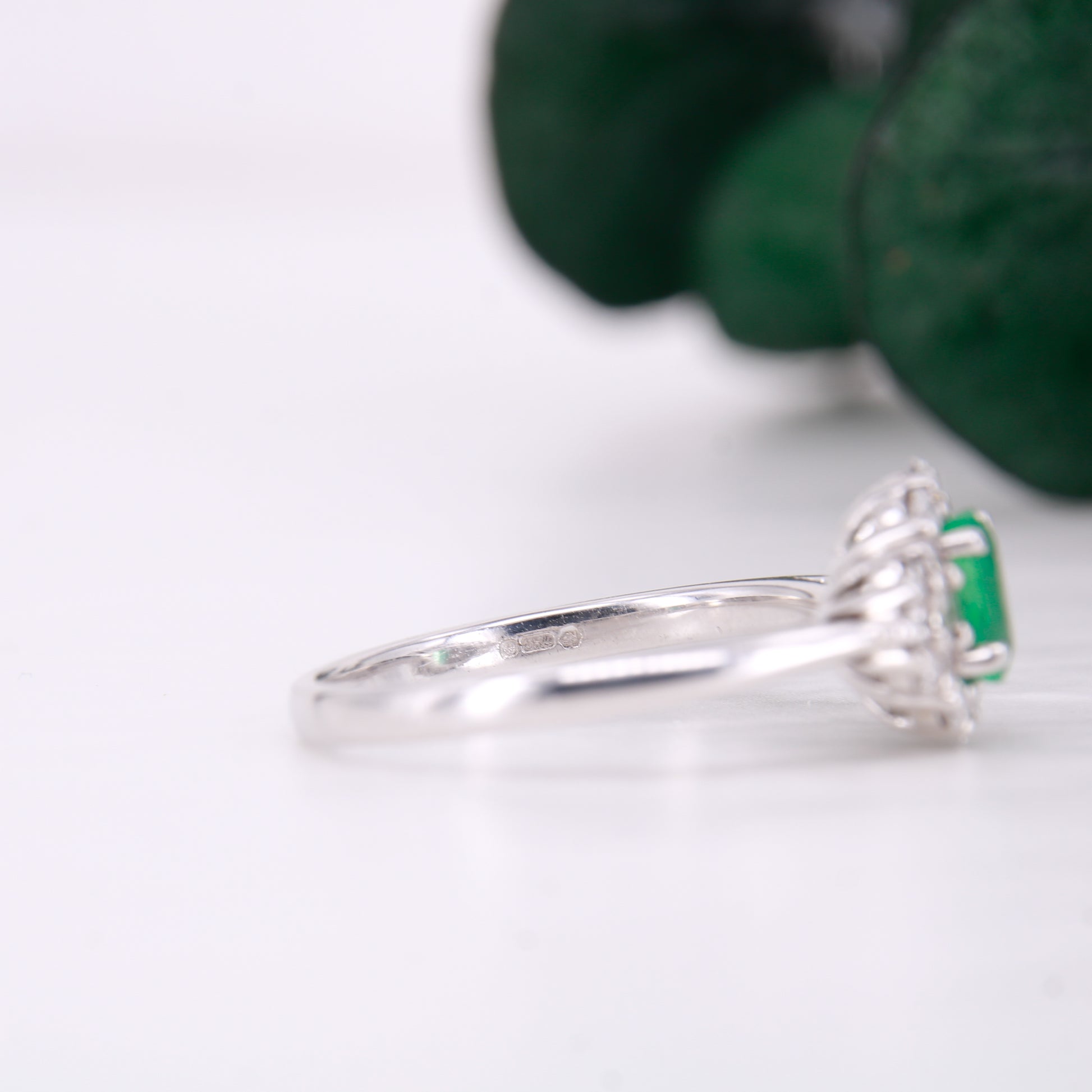 Vintage Emerald and Diamond Ring 18ct White Gold