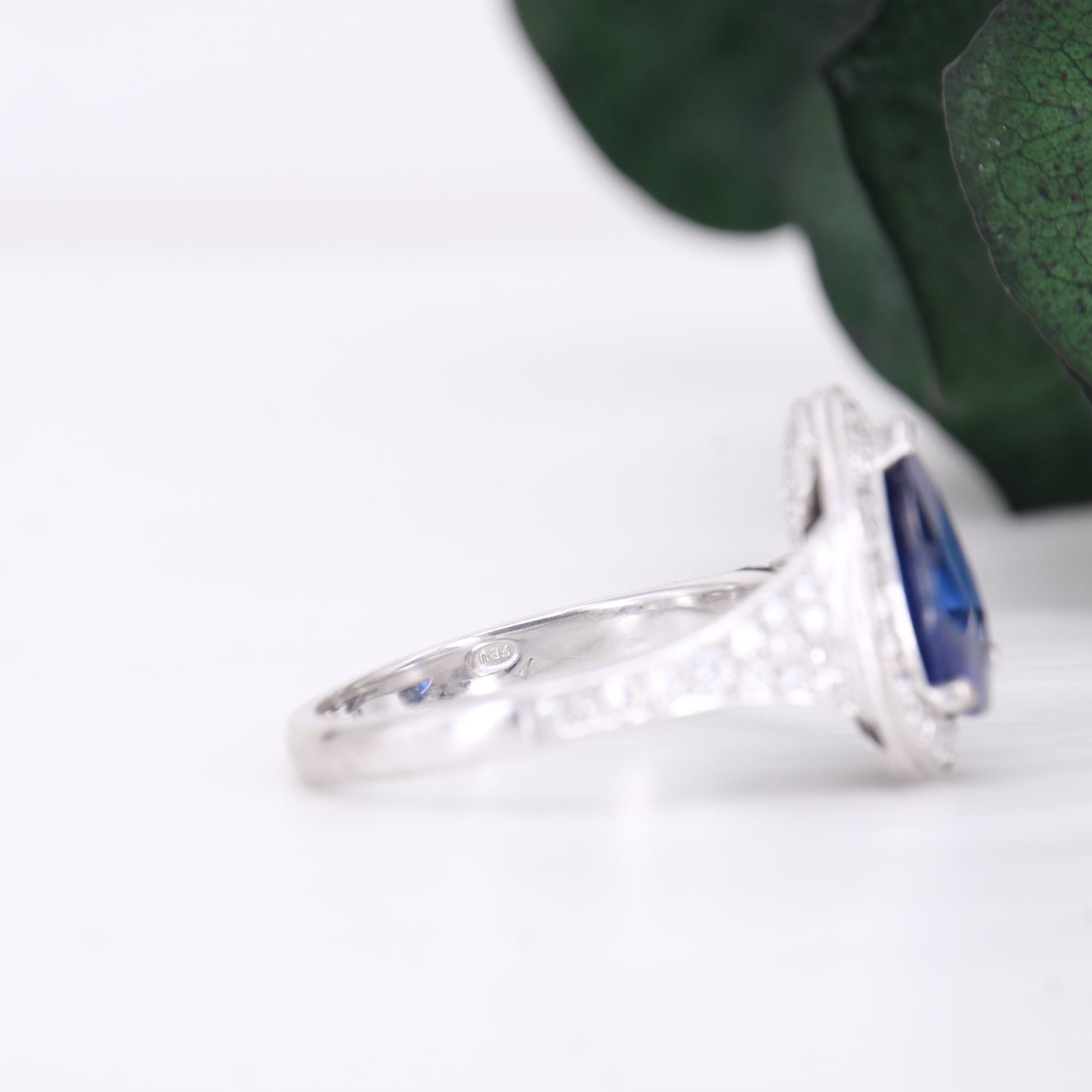 Pear Cut Sapphire and Diamond Engagement Ring