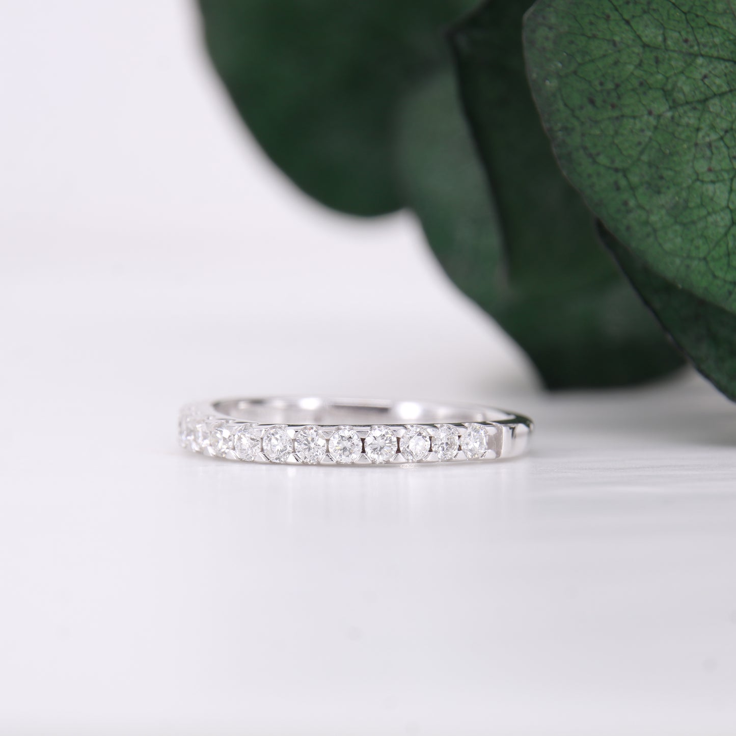 Diamond Half Claw Set Band White Gold