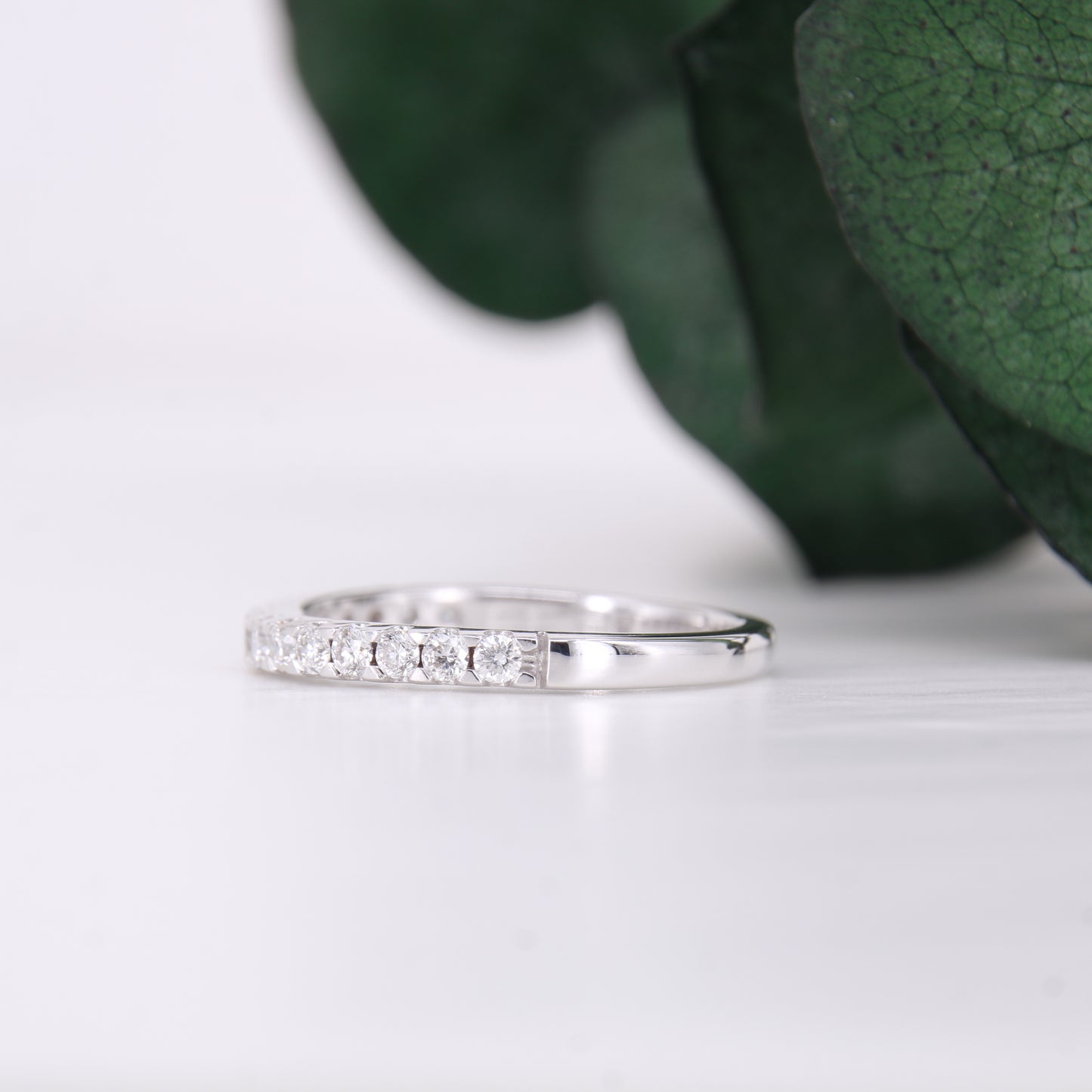 Diamond Half Claw Set Band White Gold