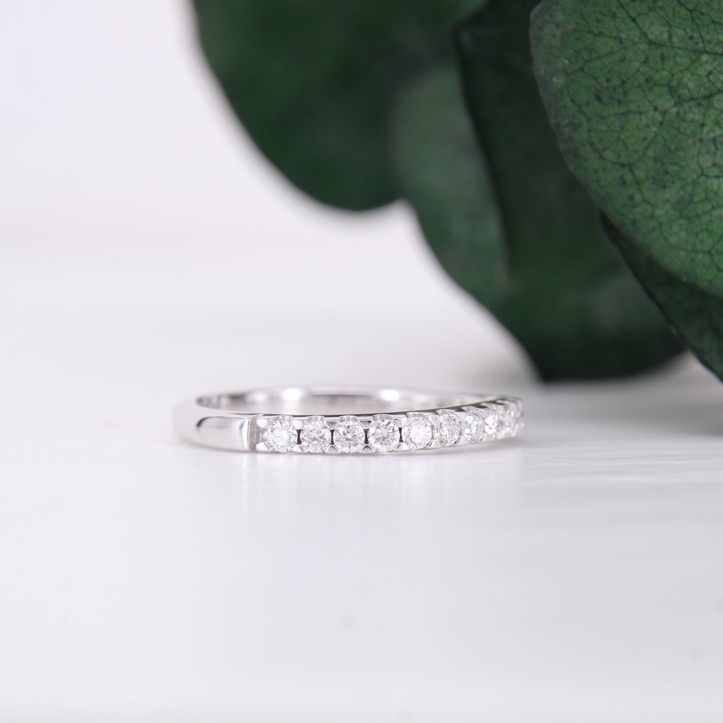 Diamond Half Claw Set Band White Gold