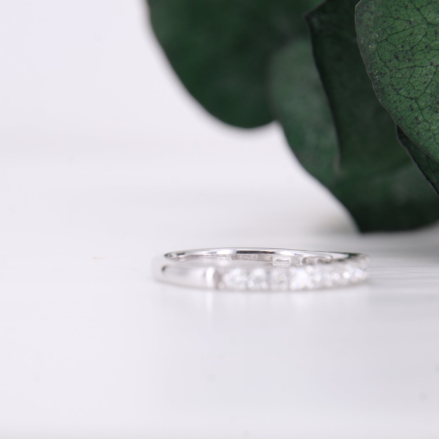 Diamond Half Claw Set Band White Gold