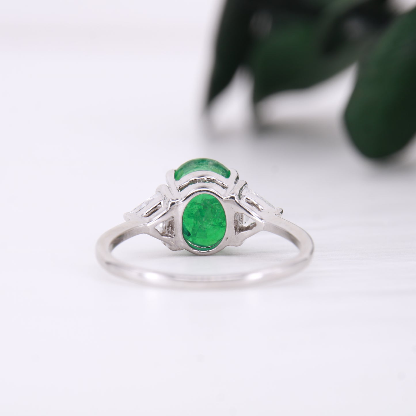 Emerald and Diamond 18ct Gold Ring Trilliant Cut 1.60ct