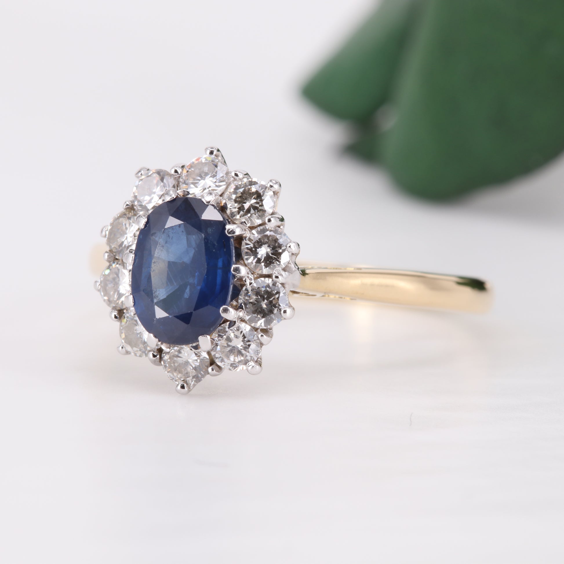 Sapphire and Diamond Engagement 18ct Gold Ring 1982Vintage Secondhand Pre-Owned Jewellery Side 1