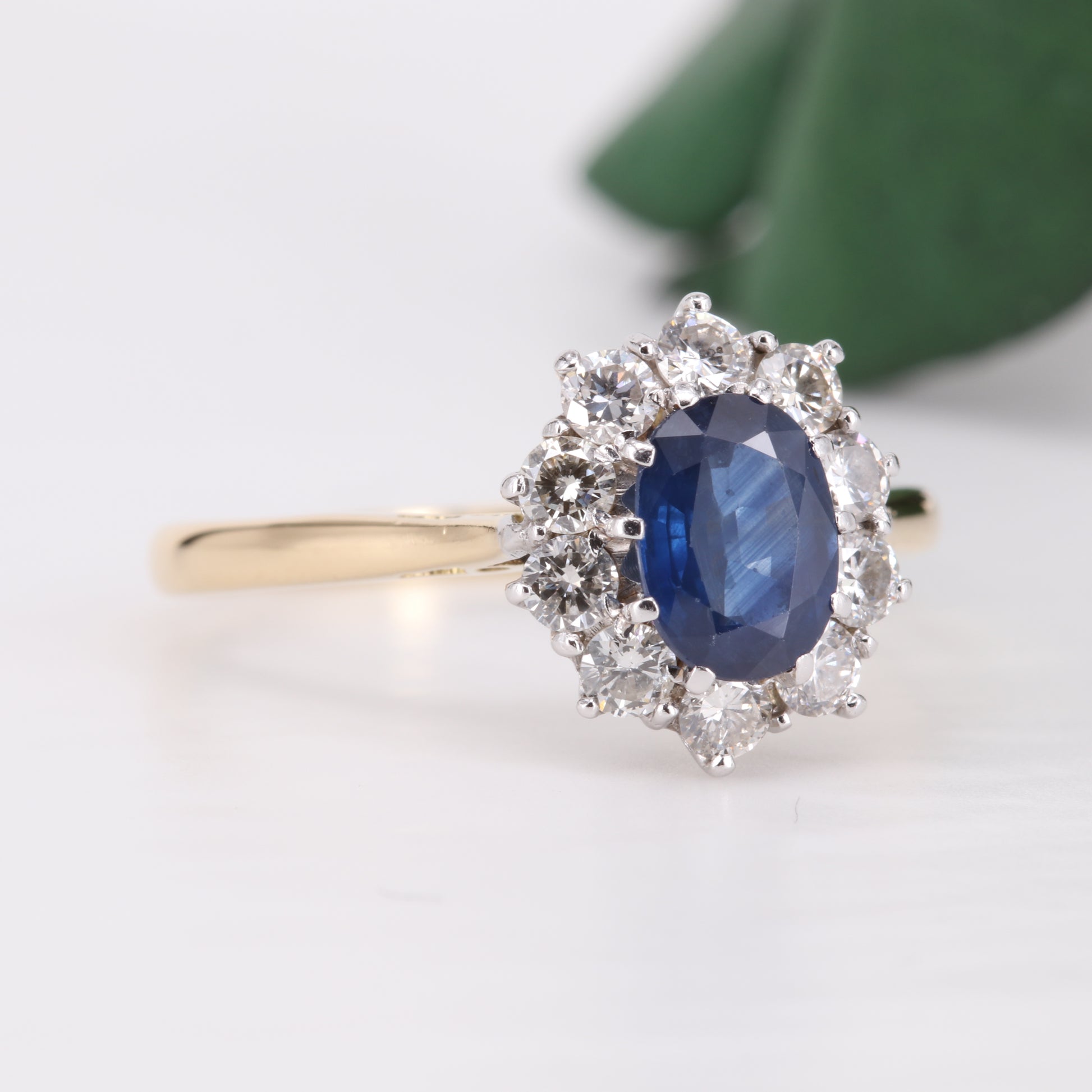 Sapphire and Diamond Engagement 18ct Gold Ring 1982Vintage Secondhand Pre-Owned Jewellery Side 2
