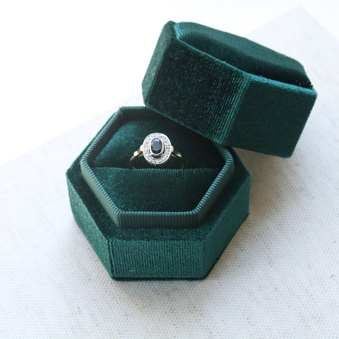 Preowned 9ct Gold Sapphire and Diamond Oval Cut Engagement Ring