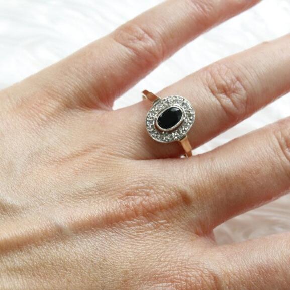 Preowned 9ct Gold Sapphire and Diamond Oval Cut Engagement Ring